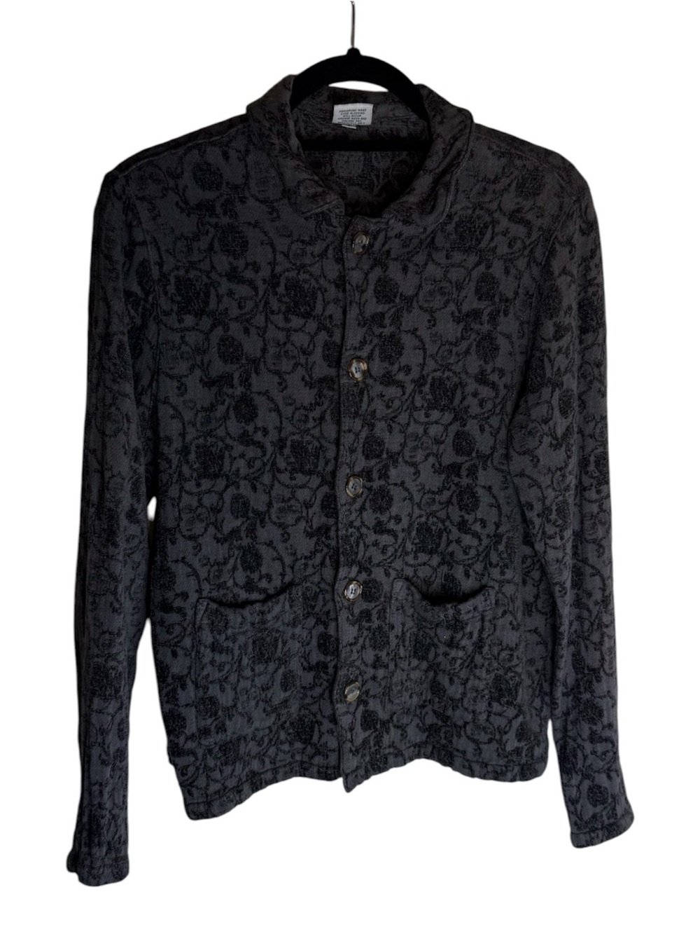 CP SHADES gray Floral Velvet Shirt Jacket S Shaket Boho Boxy